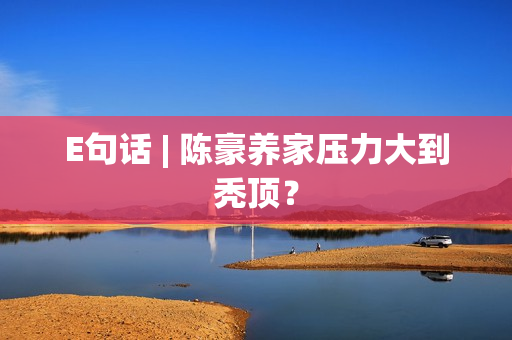 E句话 | 陈豪养家压力大到秃顶？