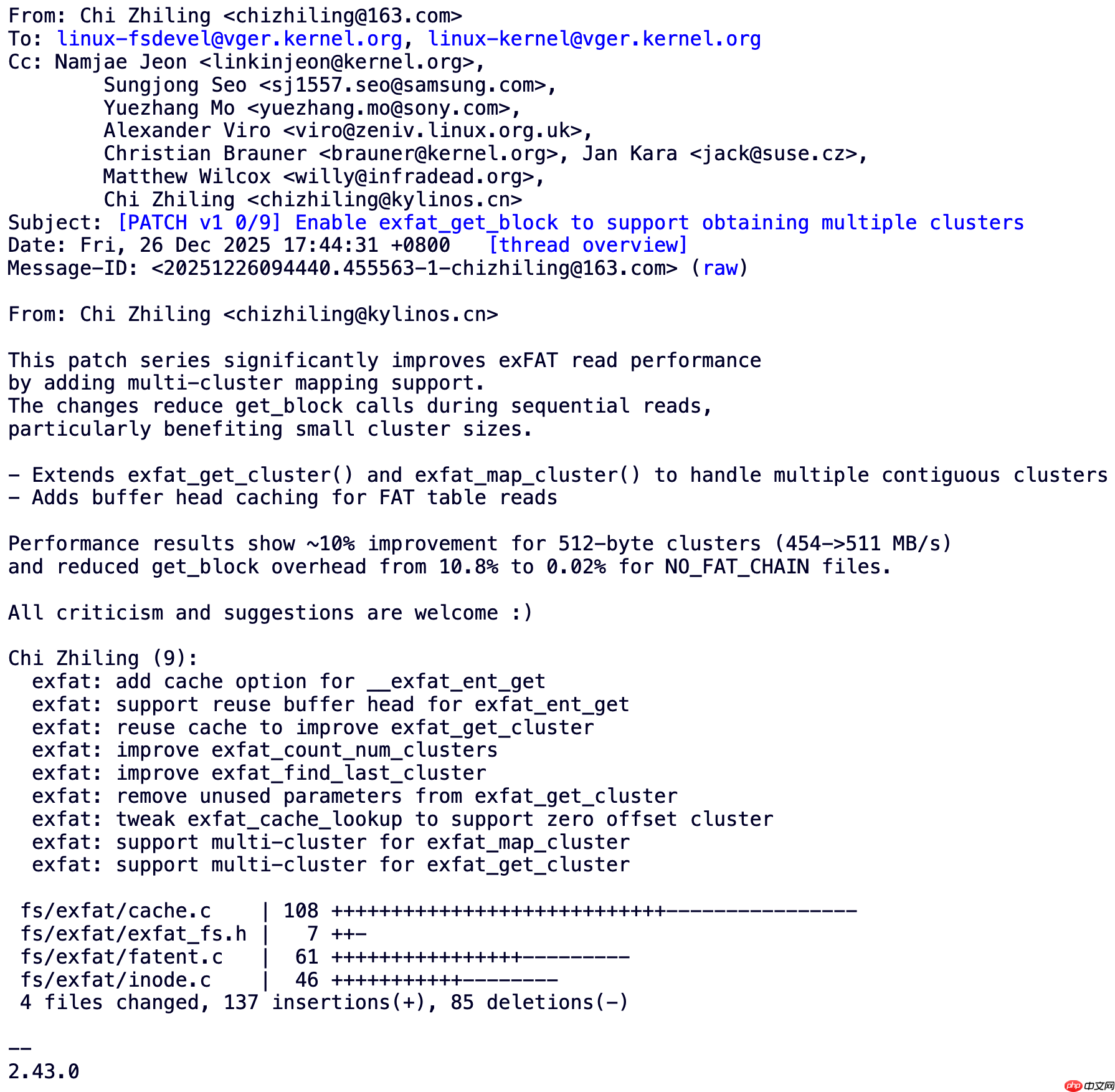Linux 内核将引入多簇映射支持，提升 exFAT 文件系统读取性能