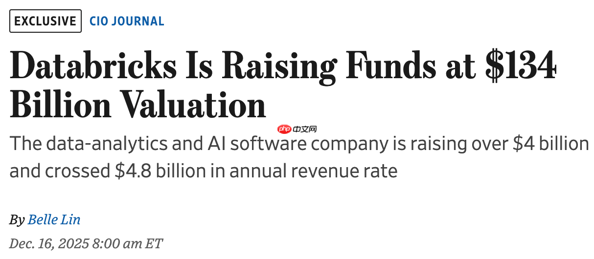 AI 数据平台 Databricks 启动 L 轮融资,估值达 1340 亿美元