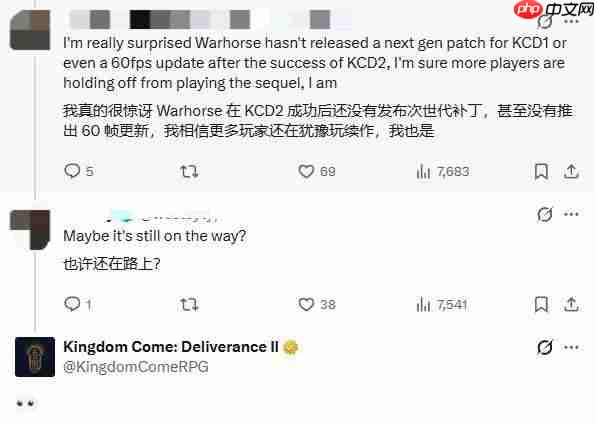 《天国:拯救》或有次世代更新?官方神秘互动引猜测