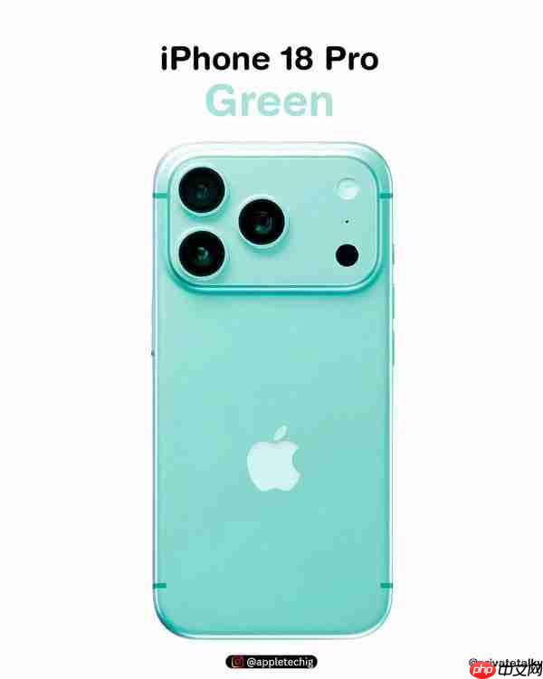 iPhone 18 Pro五款新配色渲染图曝光:蓝紫绿粉银五色