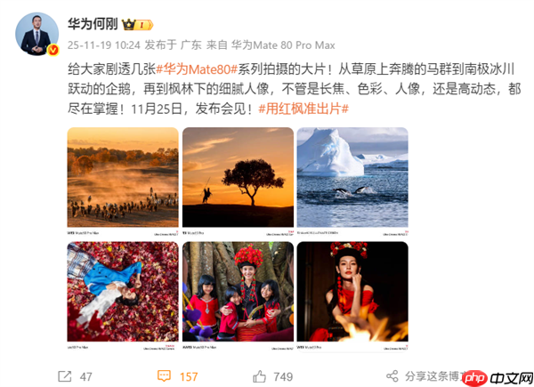 何刚晒华为Mate 80系列实拍样张:红枫影像色彩表现一绝