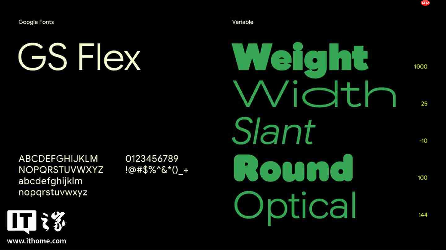 谷歌开源 Google Sans Flex 字体,可用于商业用途