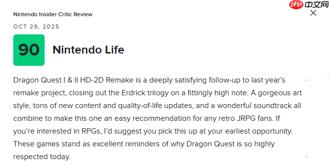 《勇者斗恶龙1&2 HD-2D重制版》M站均分86分：对原作的真挚致敬！