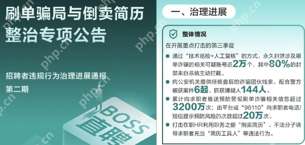 BOSS直聘重拳整治涮单骗局与倒卖简历,三季度封禁账号近2万个 - php中文网