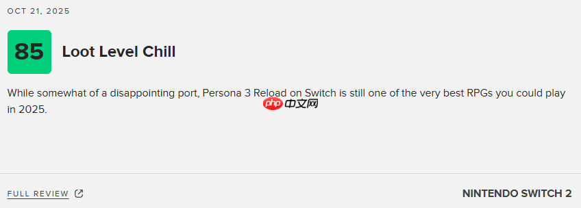 《女神异闻录3:Reload》NS2版79分:表现惊艳 必玩之作!