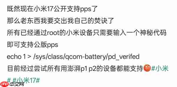 只需一行代码:小米旧机型秒解锁100W PPS通用快充!