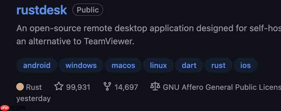 RustDesk 即将突破 100K stars