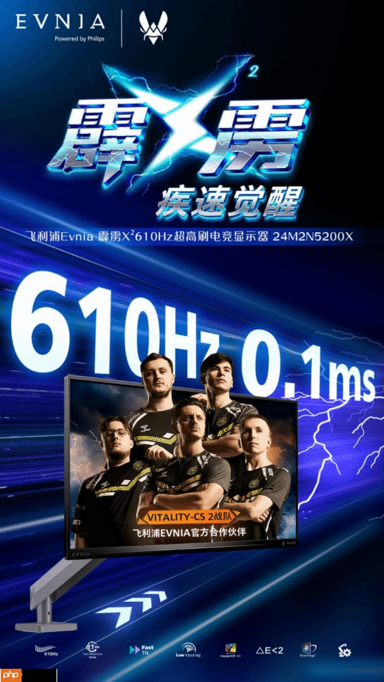 EVNIA弈威双核电竞显示器24M2N5200X,搭载610Hz超高刷新率,疾速觉醒,引领电竞新视界!