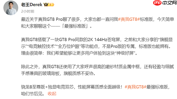 真我GT8标准版正式官宣 徐起：挑战最强标准版