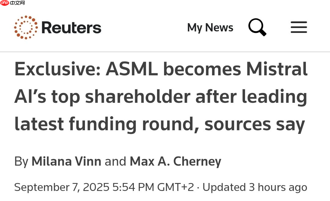 光刻机巨头 ASML 领投 Mistral AI 17 亿欧元 C 轮融资