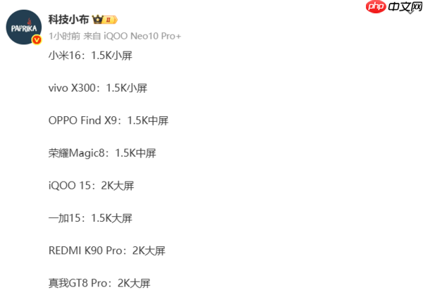下半年各品牌旗舰机屏幕配置曝光:米OV耀主推1.5K屏