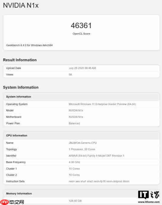 英伟达 N1x 处理器跑分曝光 图形性能与笔记本版 RTX 2050 相当