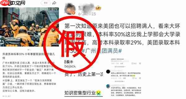 网传7万硕士、30万本科生在美团送外卖 美团：没有事实依据