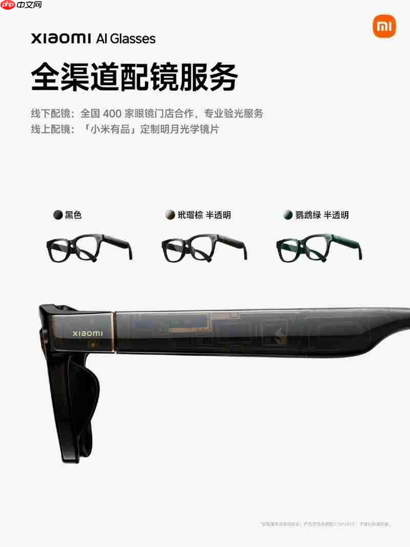 小米AI眼镜官方推荐光学镜片独家品牌——明月镜片