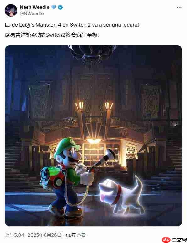 《路易吉洋馆4》Switch2版传闻再起！爆料人称表现惊艳