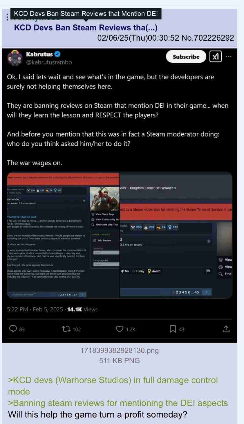 天国:拯救2:DEI元素争议与社区讨论禁令