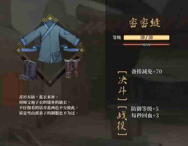 《活侠传》密密缝防具获取方式说明