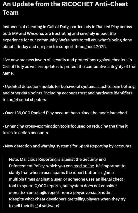 Treyarch 强化反作弊措施，致力于打造更公平的使命召唤21：黑色行动6游戏环境