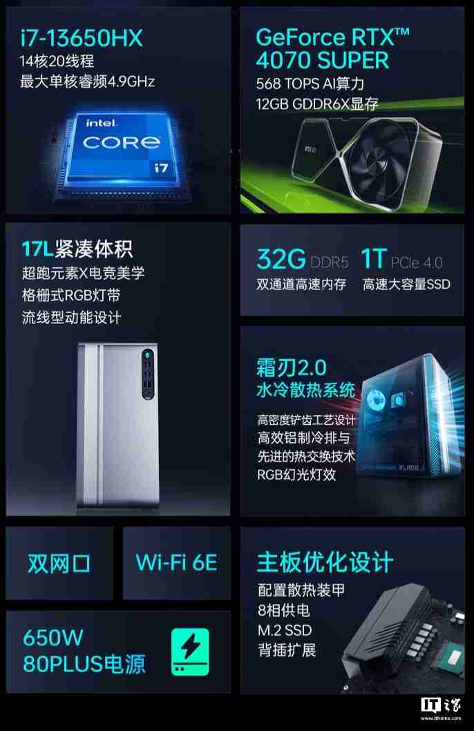 雷神黑武士・猎刃台式机新增配置“i7-13650HX + 32G + 1T + RTX4070S”首销，10699 元