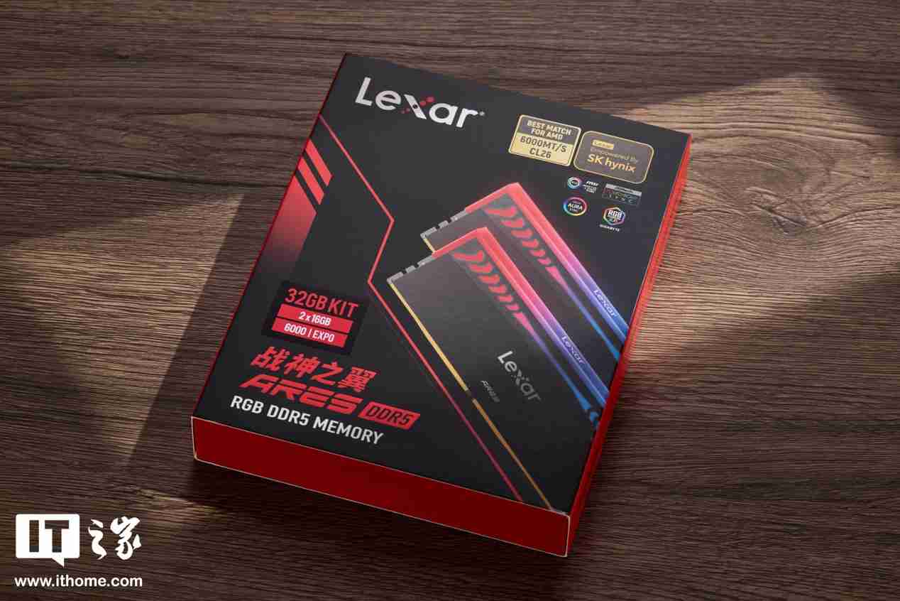 雷克沙战神之翼 ARES RGB DDR5 6000 C26 内存图赏：黑白撞色，AMD 平台性能战神