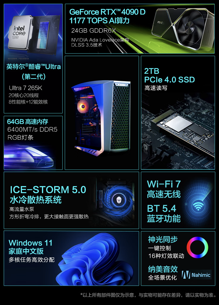 雷神黑武士・Shark 台式机新增配置“Ultra 7 265K + 64G + 2T + RTX 4090D”首销，26999 元