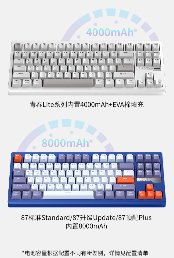 黑爵轻氪 QS87 三模快拆铝坨坨键盘开售:4000 / 8000mAh 电池、87 键配列,259 元起