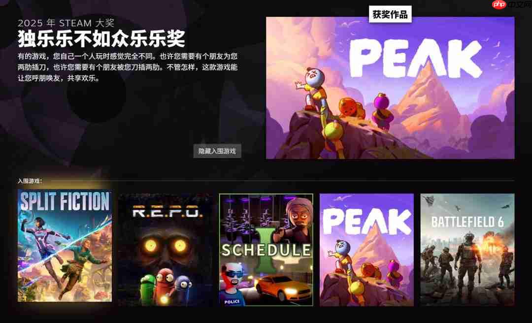 2025年Steam大奖名单 《空洞骑士:丝之歌》获年度游戏