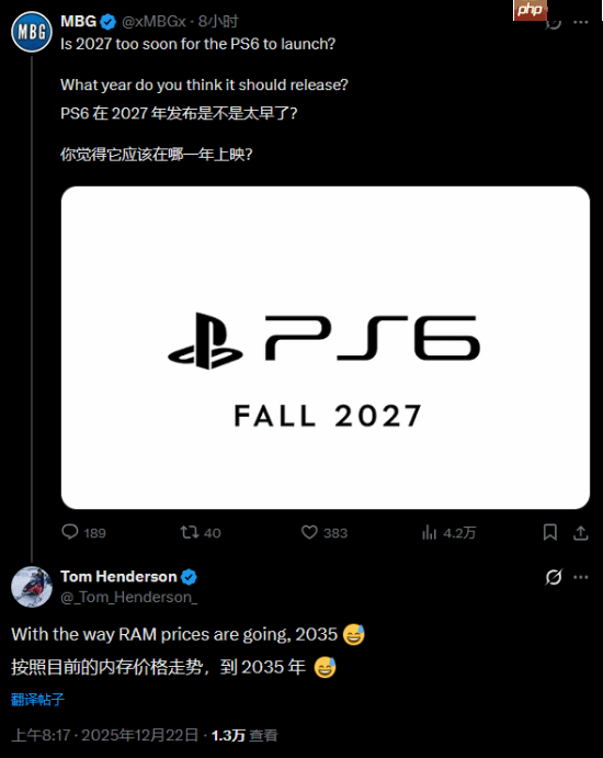 知名消息人士吐槽内存价太高:就这样PS6得等到2035年!