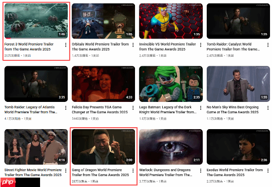 拉瑞安《神界》预告获本届TGA最高看量!马东锡主演新作《龙帮》排名第二