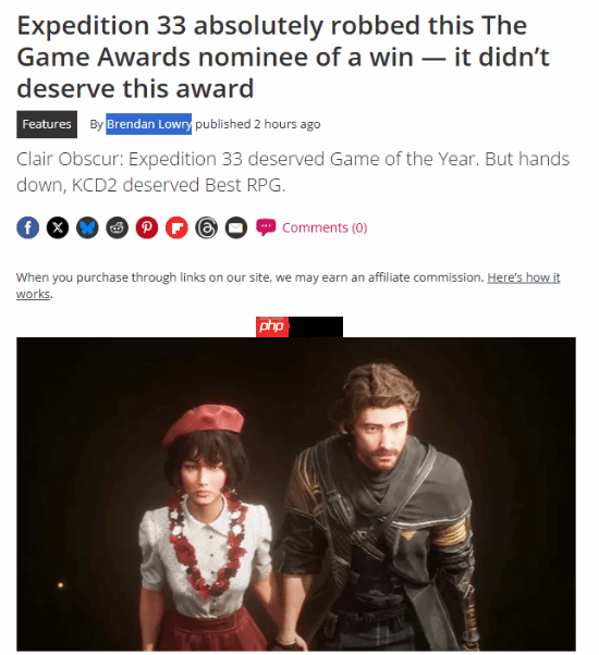 年度游戏《光与影33号远征队》被指