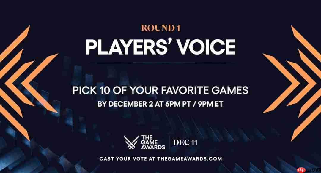 2025年TGA“玩家之声”第一轮投票现已开启