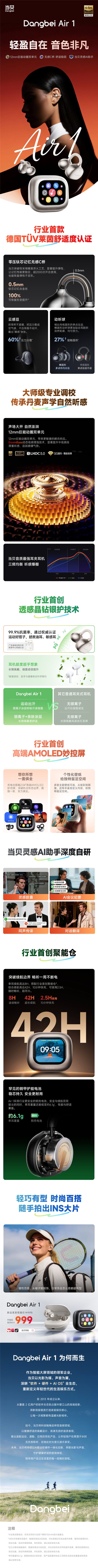 行业首款AI抗菌耳夹式耳机 一图看懂当贝Air 1：999元