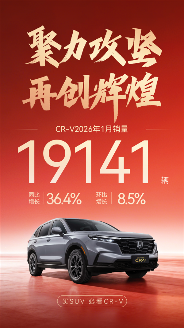 日系车依旧有人爱 东风本田1月卖31377台：CR-V占比超一半